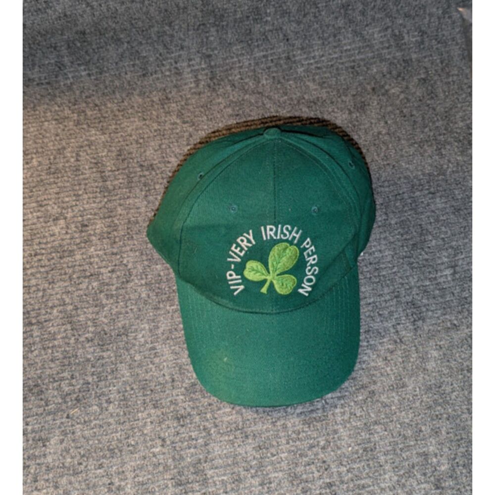 Vintage 90 VIP Very Irish Person Shamrock Hat Green St Patricks Day Cap Adj